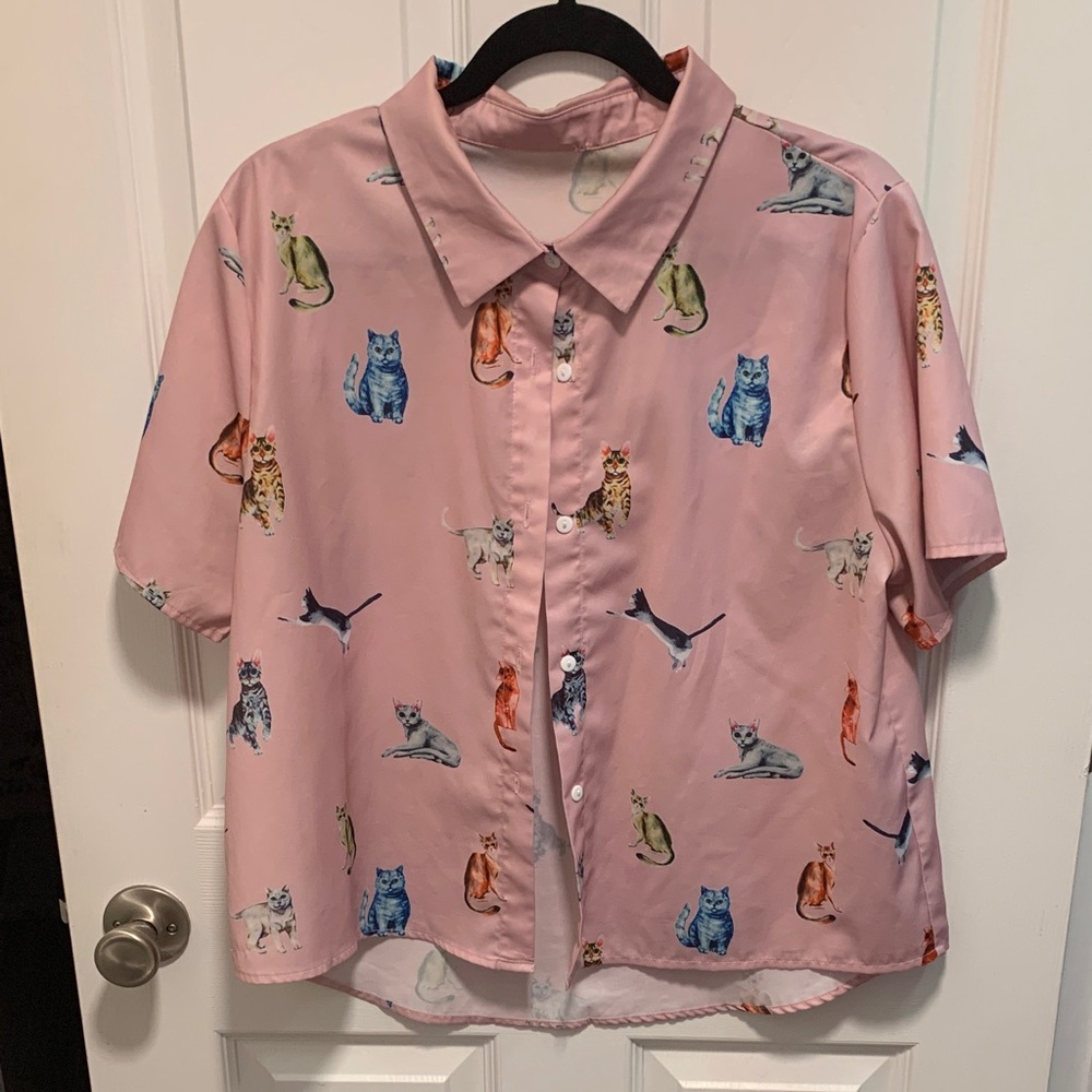 SHEIN Light Pink Patterned Shirt